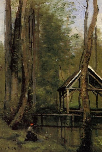 Fishing Shed at Mathois near Gournay en Bray by Jean Baptiste Camille Corot